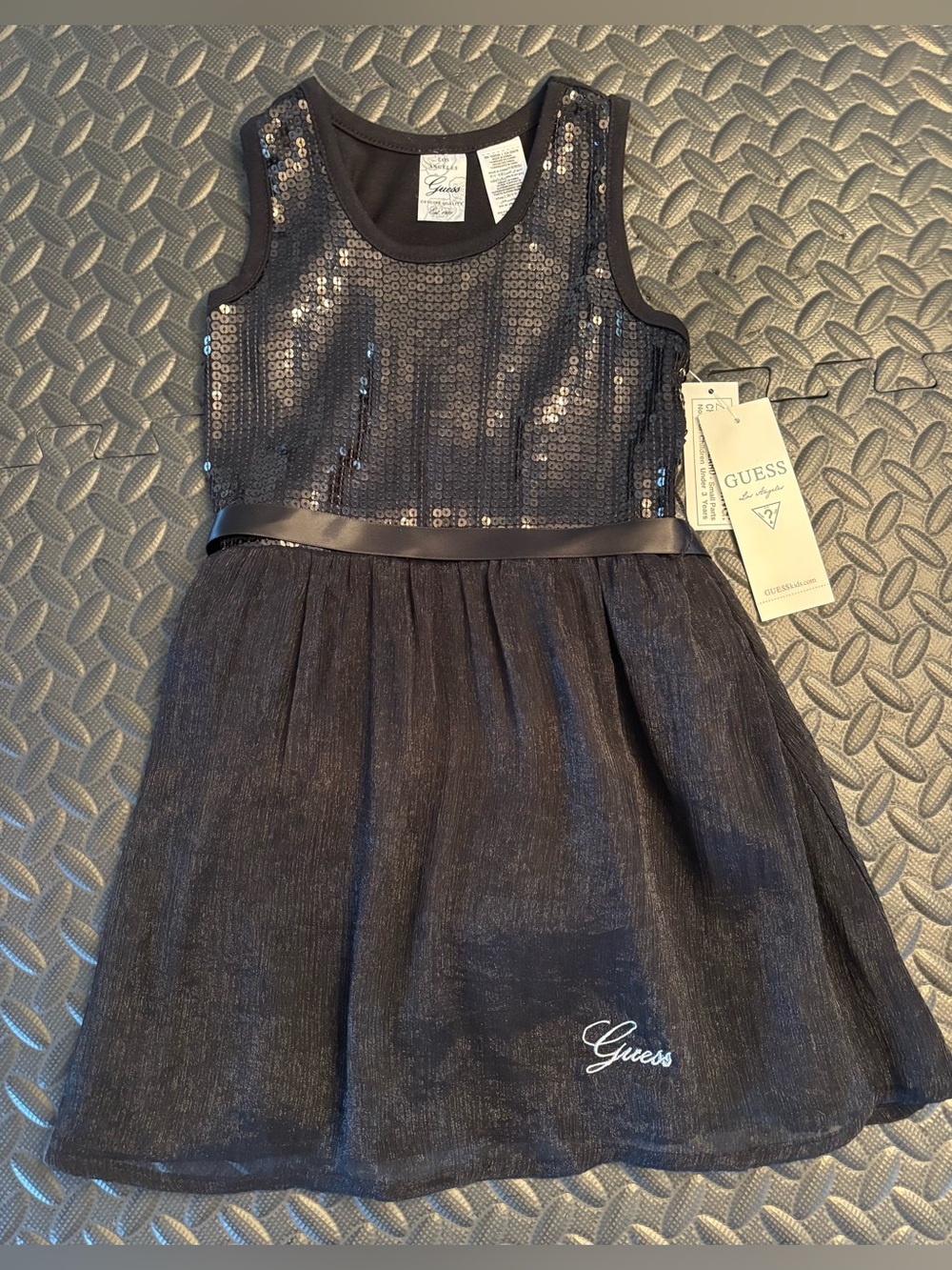 Guess Girls Black Sequin Party Dress